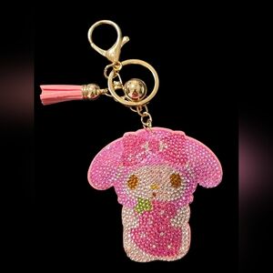 Pink Rhinestone Melo Bag Charm Keychain